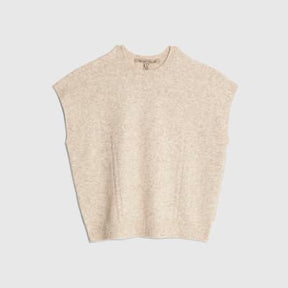 Beige Knitted Boxy Fit Tank Top