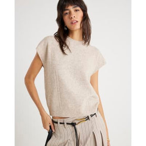 Beige Knitted Boxy Fit Tank Top