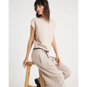 Beige Knitted Boxy Fit Tank Top