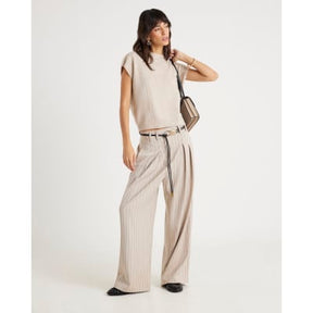 Beige Knitted Boxy Fit Tank Top