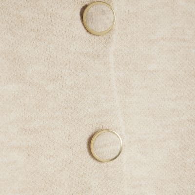 Beige Knitted Button Detail Cardigan