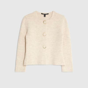 Beige Knitted Button Detail Cardigan