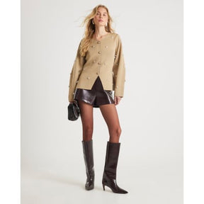 Beige Knitted Studded Cardigan