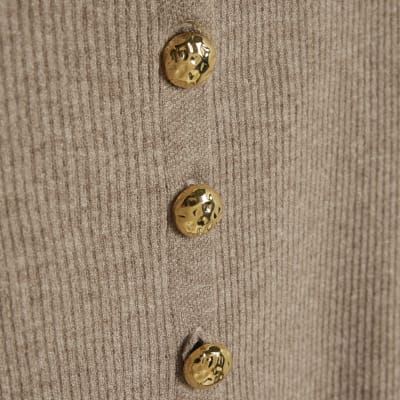 Beige Knitted Tie Waist Cardigan