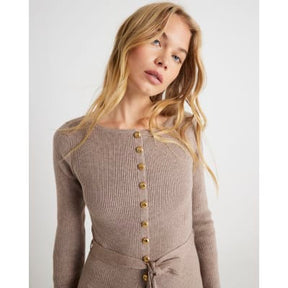 Beige Knitted Tie Waist Cardigan