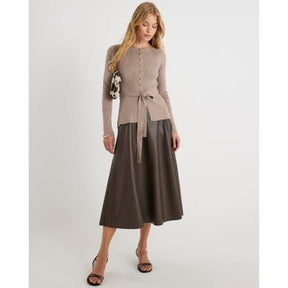 Beige Knitted Tie Waist Cardigan