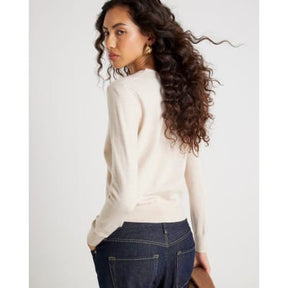 Beige Knitted V Neck Cardigan