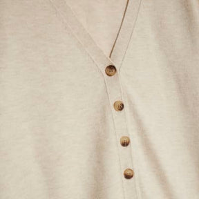 Beige Knitted V Neck Cardigan