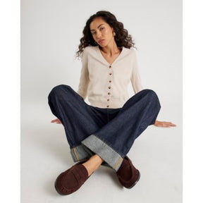 Beige Knitted V Neck Cardigan