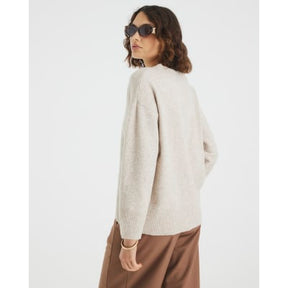 Beige Knitted V Neck Jumper