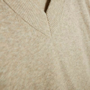 Beige Knitted V Neck Jumper
