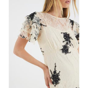 Beige Lace Embellished Maxi Dress