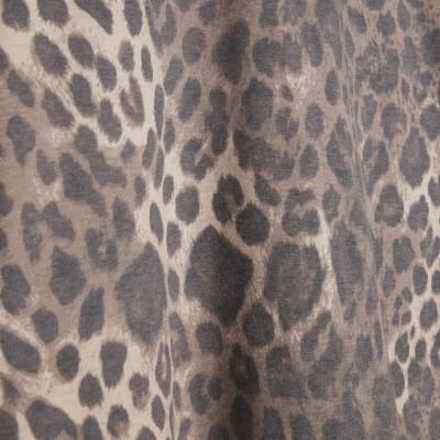 Beige Leopard Print Boxy T-Shirt