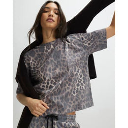 Beige Leopard Print Boxy T-Shirt