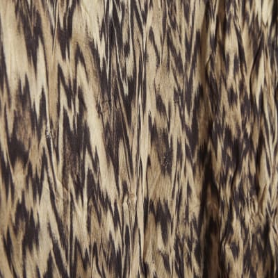 Beige Leopard Print Crinkle Plisse Top