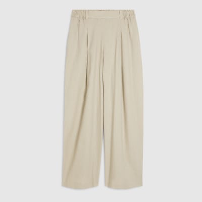 Beige Linen Blend Tailored Joggers