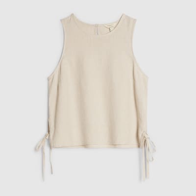 Beige Linen Blend Tank Top