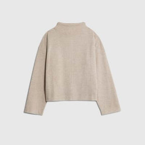 Beige Long Sleeve Brushed High Neck Top