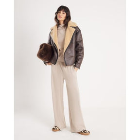 Beige Long Sleeve Brushed High Neck Top