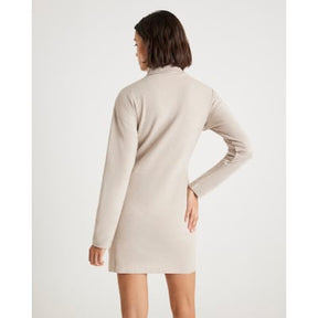 Beige Long Sleeve Cosy High Neck Mini Dress