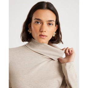 Beige Long Sleeve Cosy High Neck Mini Dress