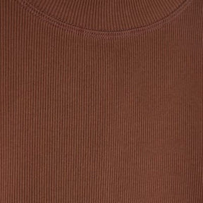 Beige Long Sleeve Crew Neck Ribbed Top