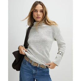 Beige Long Sleeve Funnel Neck Top