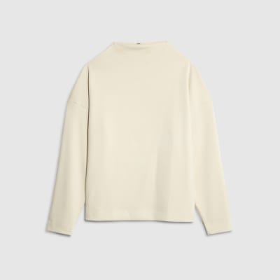 Beige Long Sleeve High Neck Neoprene Top