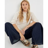 Beige Long Sleeve High Neck Neoprene Top