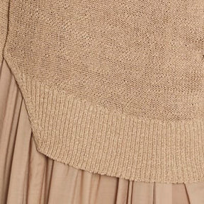 Beige Long Sleeve Hybrid Midi Dress