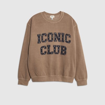 Beige Long Sleeve Iconic Club Sweatshirt
