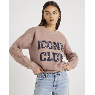 Beige Long Sleeve Iconic Club Sweatshirt