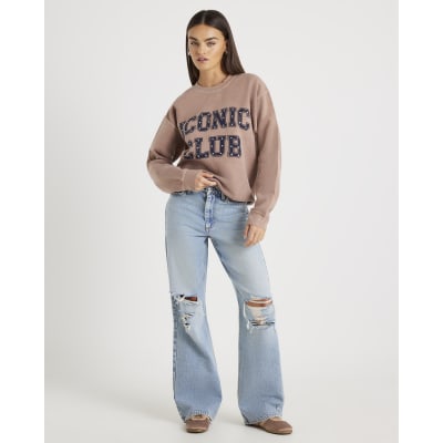 Beige Long Sleeve Iconic Club Sweatshirt