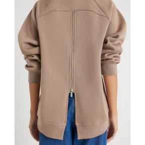 Beige Long Sleeve Zip Back Sweatshirt