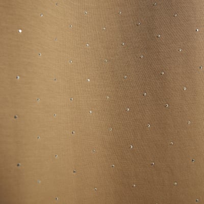 Beige Neoprene Diamante Embellished Joggers