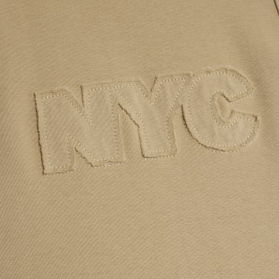 Beige NYC Applique Raw Edge Tank Top