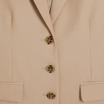 Beige Oversized Long Sleeve Blazer