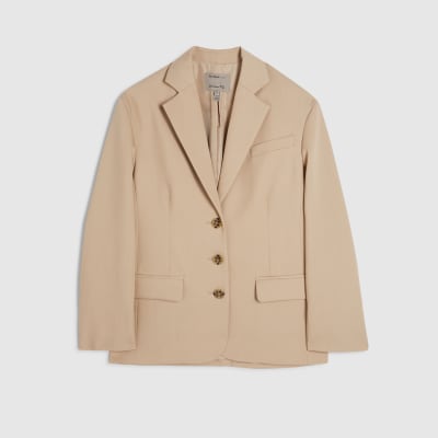Beige Oversized Long Sleeve Blazer
