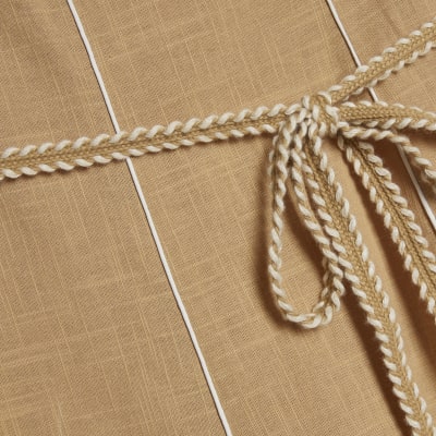 Beige Piped Rope Belted Midi Dress