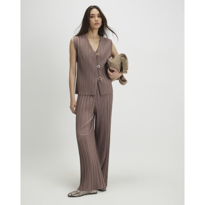 Beige Plisse Waistcoat