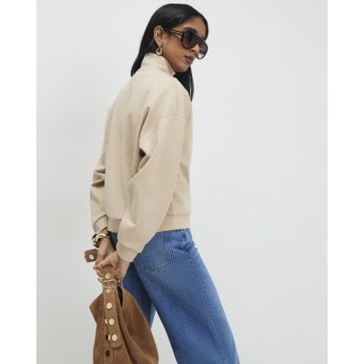 Beige Premium Half Zip Top