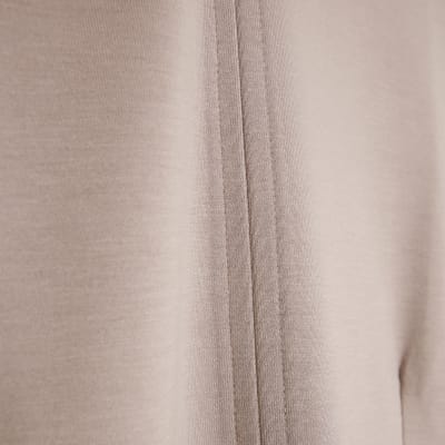Beige Premium High Neck Short Sleeve Top