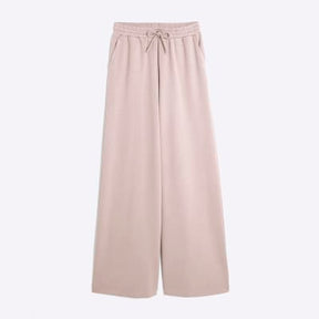 Beige Premium High Waisted Wide Leg Joggers