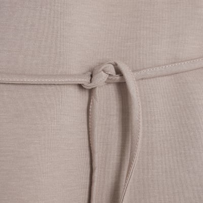 Beige Premium Short Sleeve Belted T-Shirt