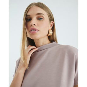 Beige Premium Short Sleeve Belted T-Shirt