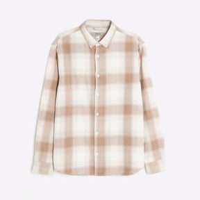 Beige Regular Fit Check Shirt