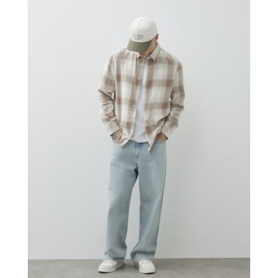 Beige Regular Fit Check Shirt