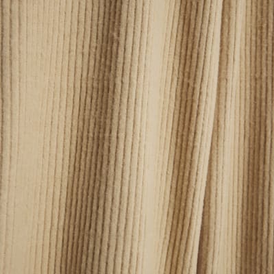 Beige Ribbed Wide Leg Trousers