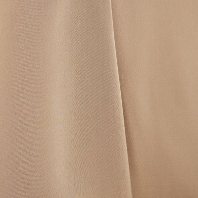 Beige Satin Polo Top