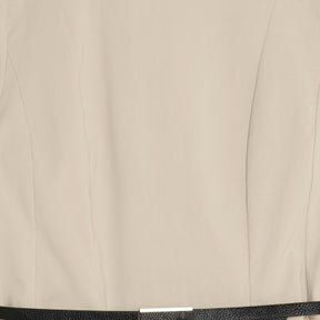 Beige Short Sleeve Belted Top